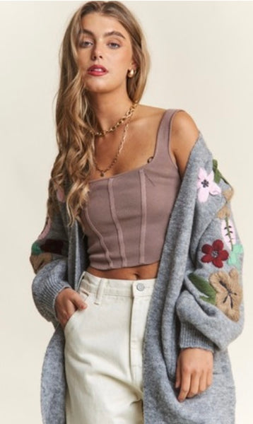 Stitched Floral Cardigan