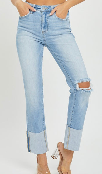 Wide Cuff Straight Jeans